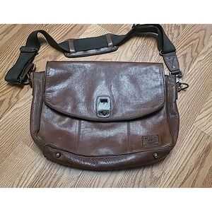 Vintage Will Leather Goods Hank Satchel W/ Strap Brown Briefcase Messenger Bag